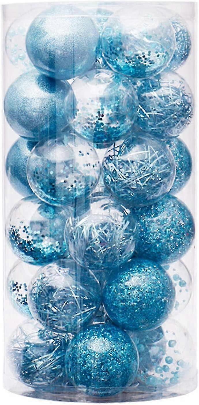 Set of 30 6cm Decorative Hanging Balls for Holidays, Parties, Weddings, Ideal for Decorating Christmas Trees, (Blue)