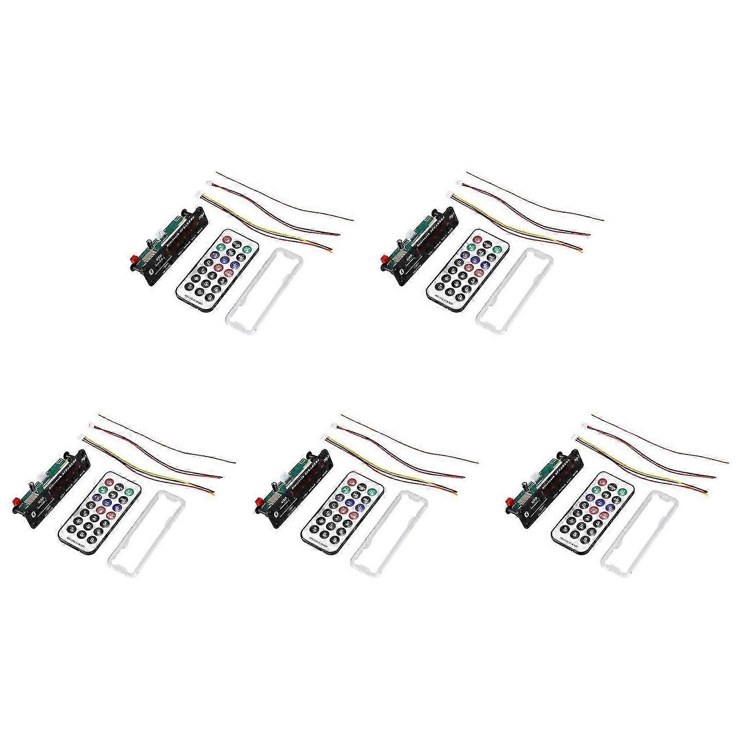 5X Dc 5V/12V Bluetooth 5.0 Audio Decoder Board Audio Module Usb Aux Sd Fm Radio Colors Screen Display(Black)
