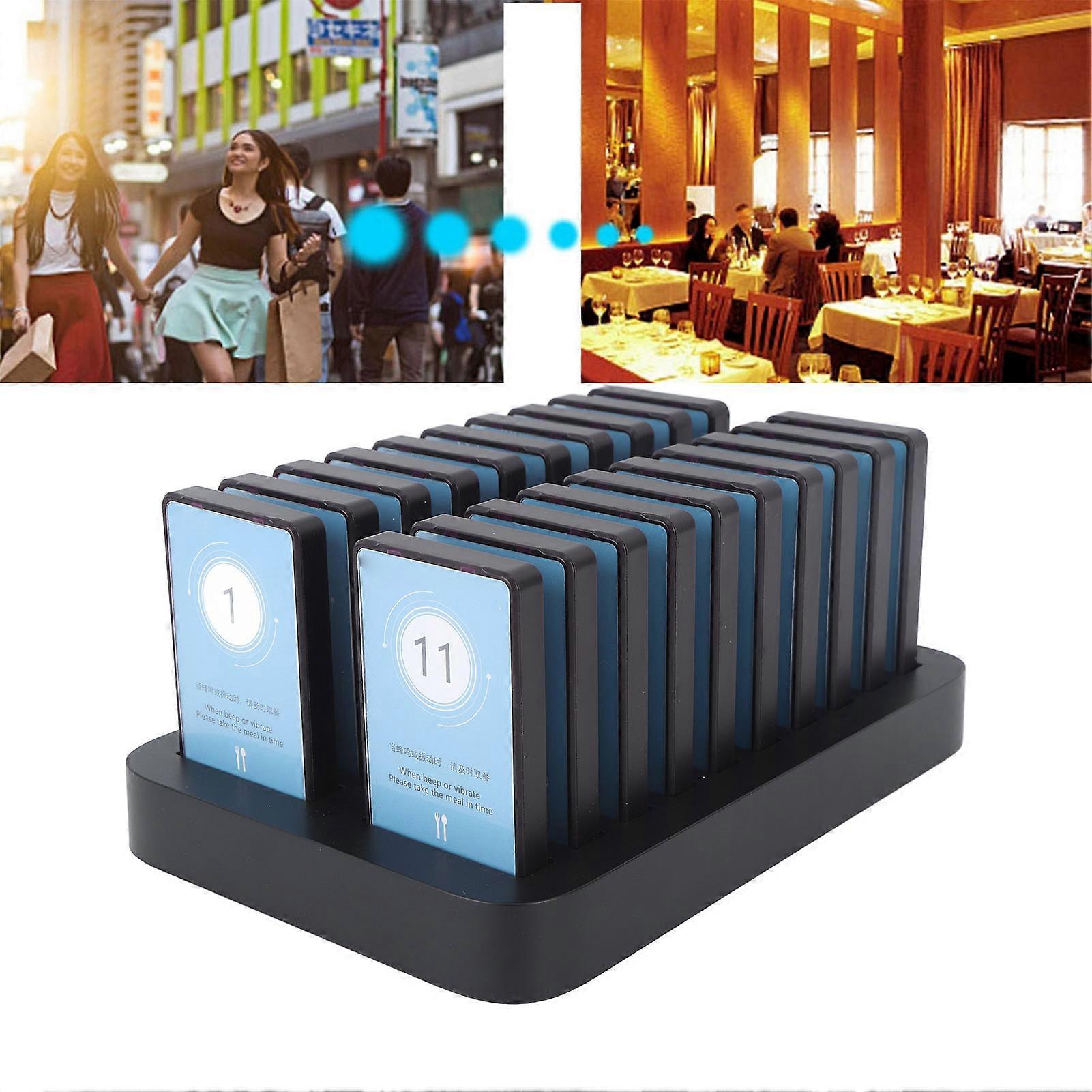 Wireless Restaurant Pager System 20 Pagers 700m Range UK Plug