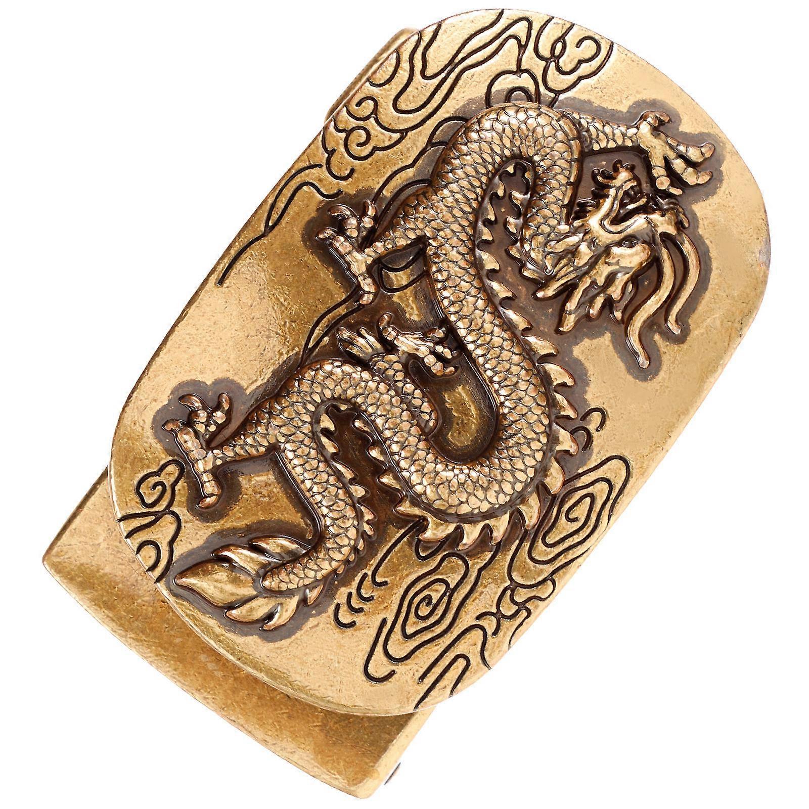 Zinc Alloy Belt Buckle Featuring Dragon Design For Year Of The 2.8X1.8X0.6In Golden Adjustable Length 1Pack