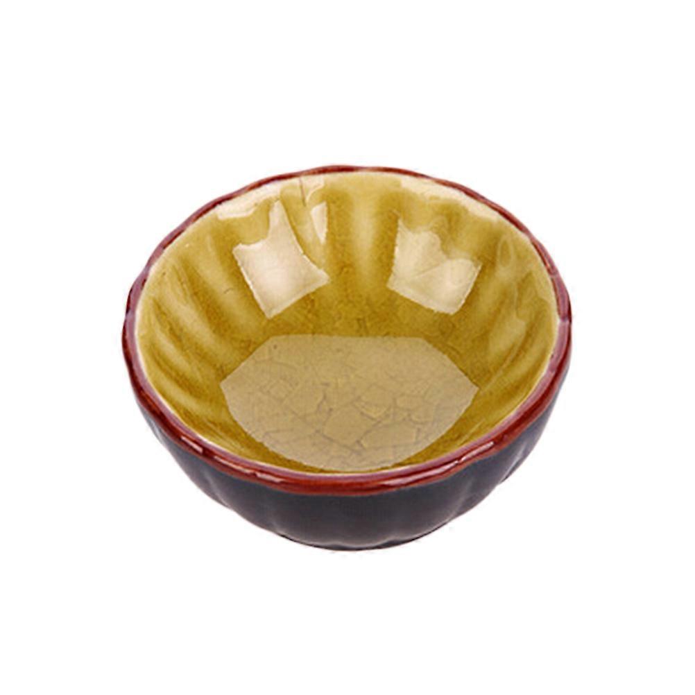 Vinegar Bowl for Flavor Serving 3Pcs Ceramic Dip Plates Porcelain Yellow