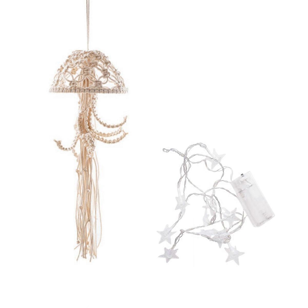 Boho Macrame Dream Catcher Handmade Woven With String Lights B