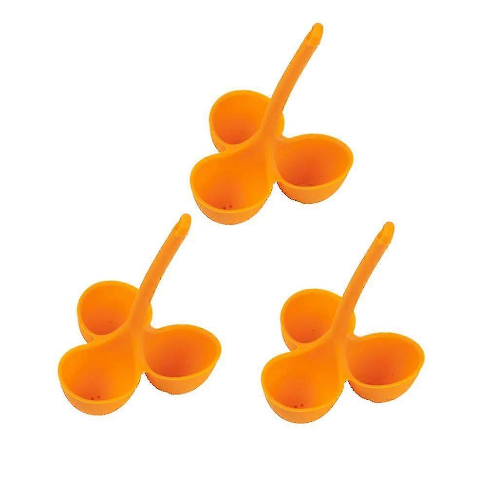 3 Pcs Three Grid Silicone Egg Holder Poaching Boiling Cooker Pot Steam Rack for Stovetop Kitchen Random Color