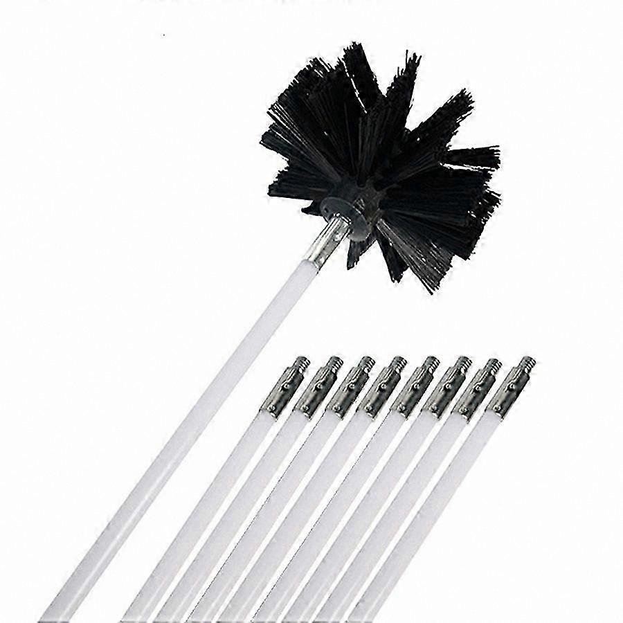 9-Piece Drill-Powered Chimney Cleaning Kit with Rods and Brushes for Efficient Maintenance