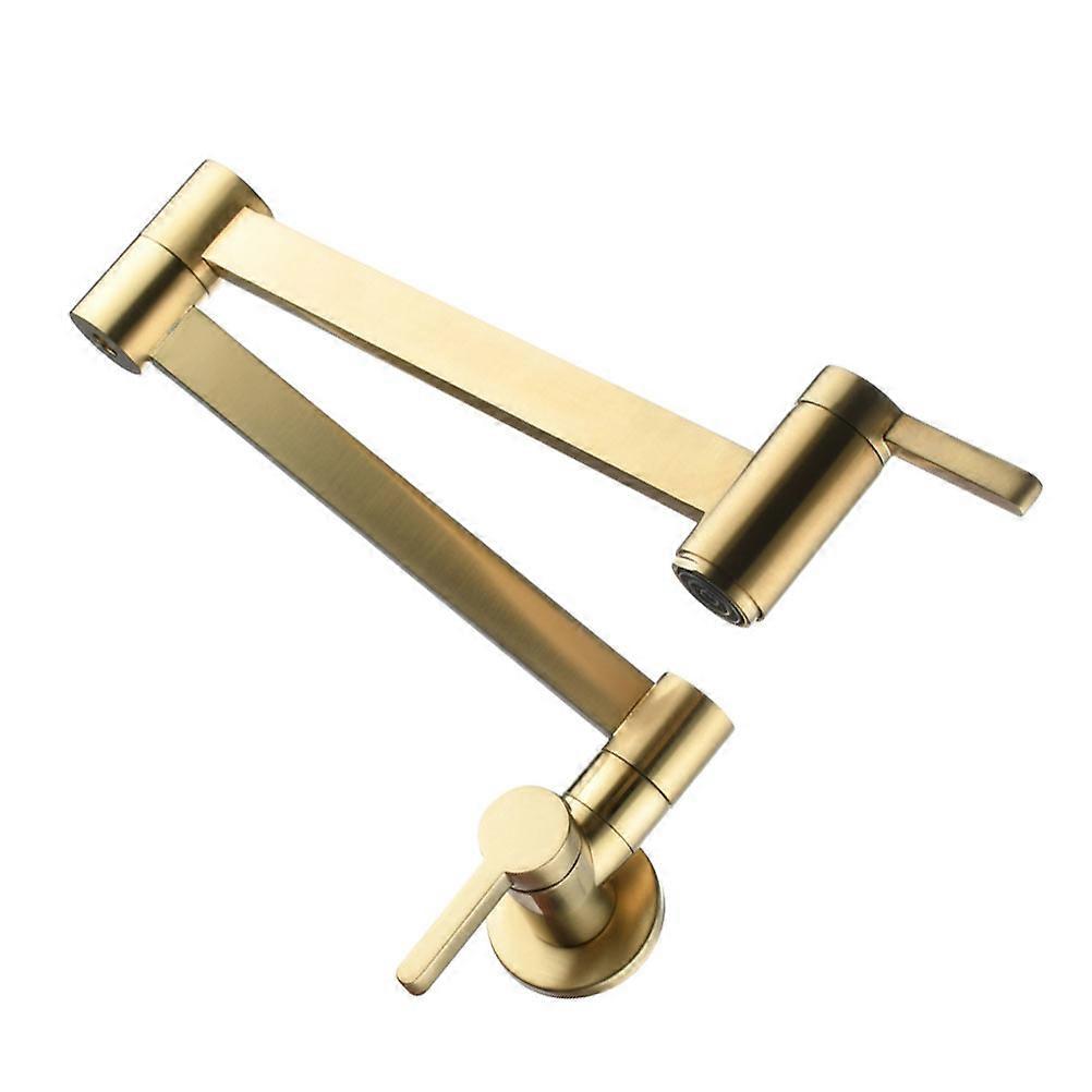 Bathroom Copper Faucet for Home Double Switch 2Pcs Golden Foldable Tap