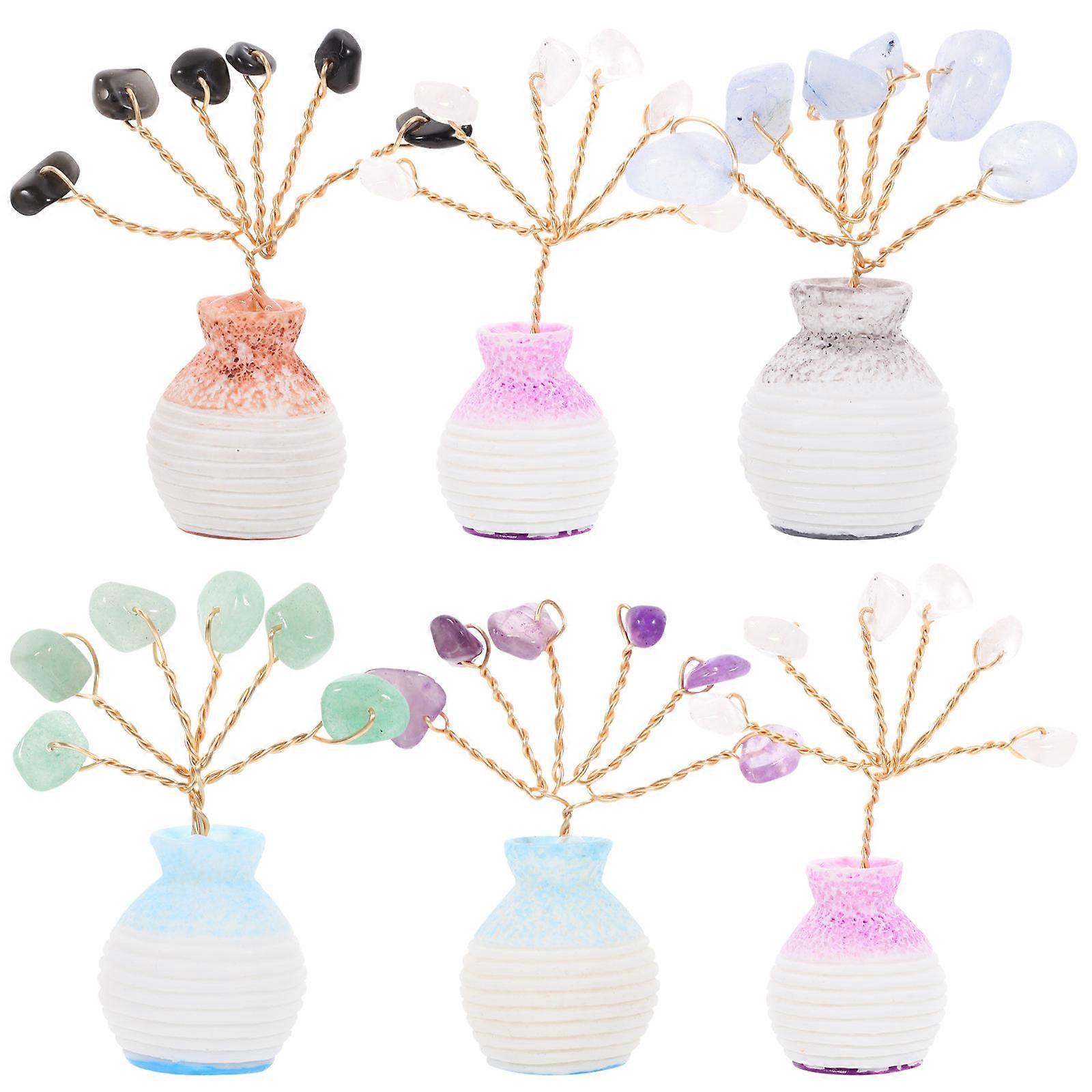 Crystal Gemstone Tree 12Pcs Mini Tabletop Ornament For Home And Car Decoration Aesthetic Touch To Any Space