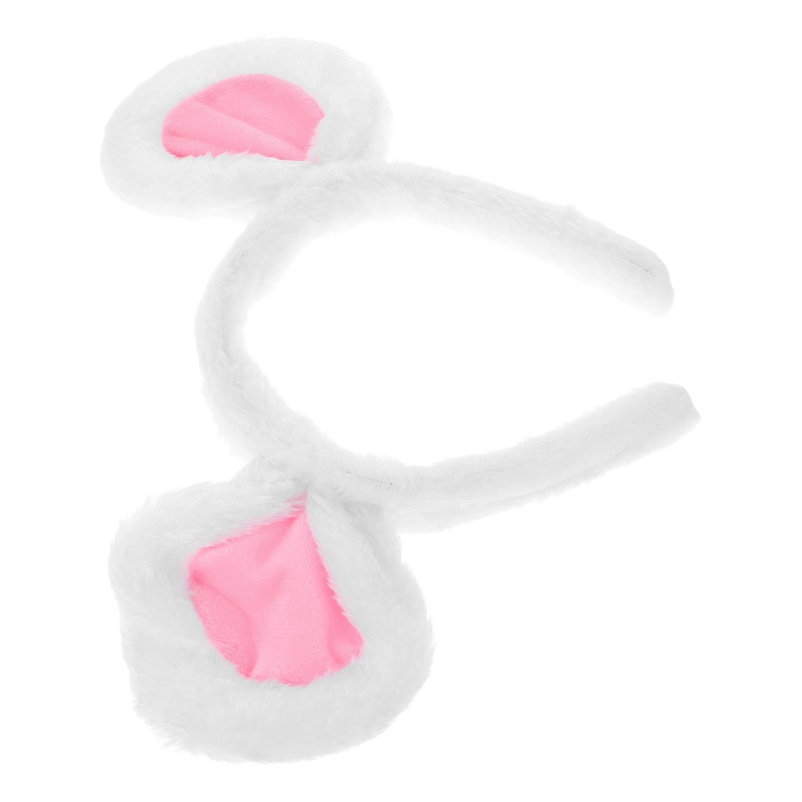 Cute Mouse Ears Headbands Plush Mouse Headband for Party Use 4Pcs White