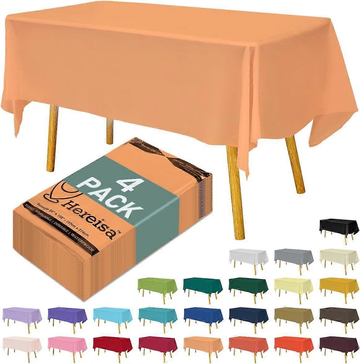 2025 Latest Model Disposable Plastic Tablecloth 54x108 Inch Rectangle - Peach, 4