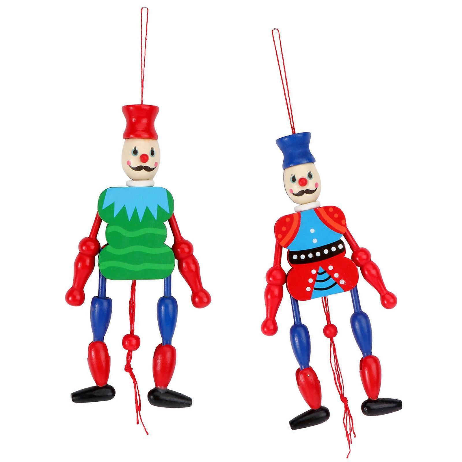 Wooden King Puppet for Doll Decoration 2Pcs Handmade Assorted Color Figure