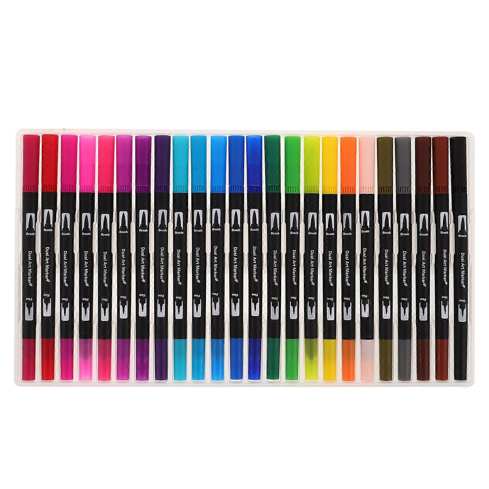 Colored Dual Tip Brush Pens for Painting 96Pcs Black Marker Set