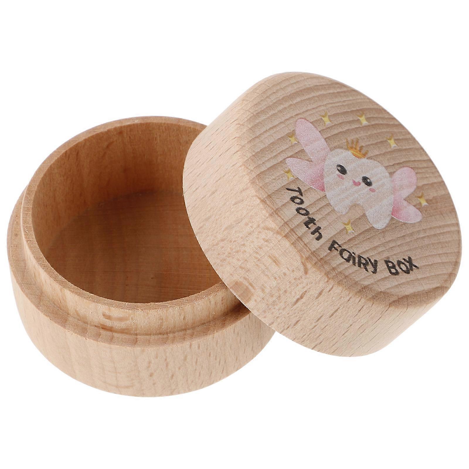 Baby Keepsake Box 5Pcs Wooden Tooth Storage Box For Memory Keeping With Good Sealing Performance And Beige Color