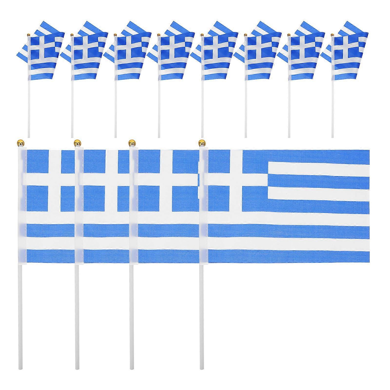 100Pcs Greece Handheld Flags for Themed Party Decoration Blue