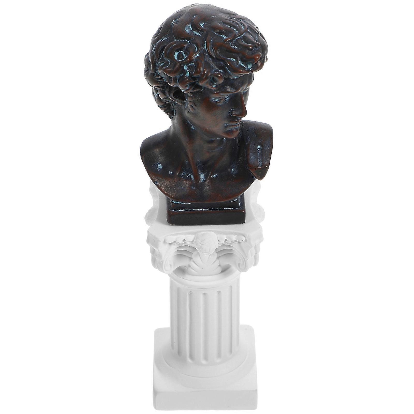 Roman Column Statue Resin David Sculpture for Decor 2Sets Mini