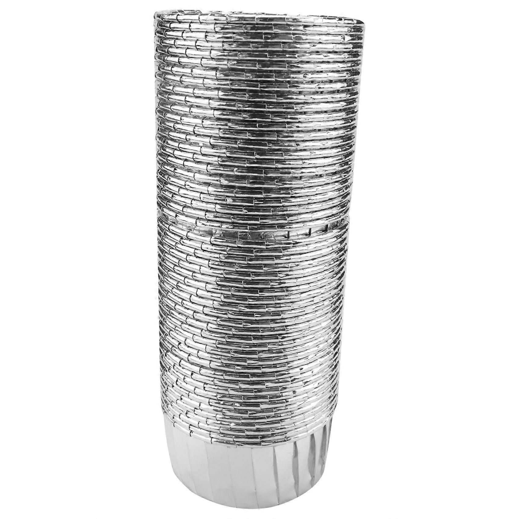 50Pcs Aluminum Foil Cupcake Cups Disposable Baking Cups-Silver