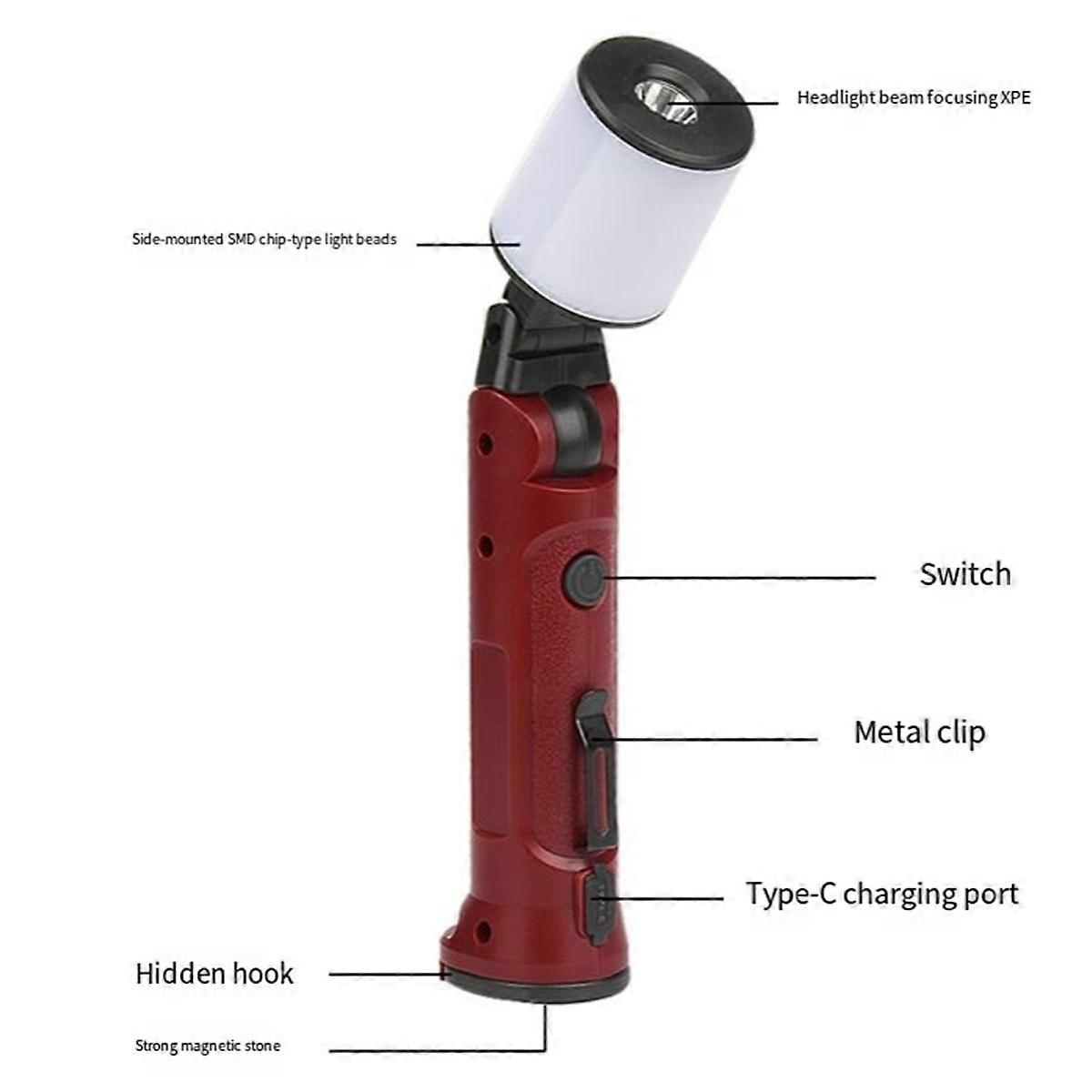 Work Lights 180° Folding Flashlight with Hanging Hook A