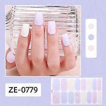 Neue 16-Finger Französisch süße Blume Nagellack Film Nagel Aufkleber Flash Laser Nail Art Aufkleber volle Aufkleber ZE-0779 nackte Stück + Nagelfeile