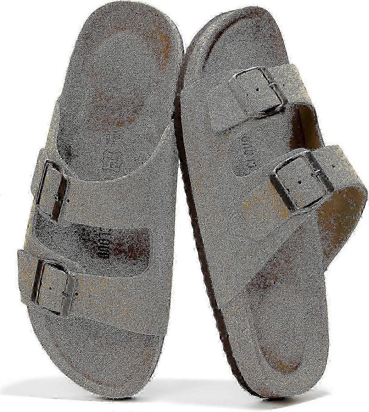 100% Genuine Leather Mens Sandals with Memory Foam - Men Footwear & Slides for Men with Cork Footbed - Flip Flops for Men with Straps - Non-Slip Sanda