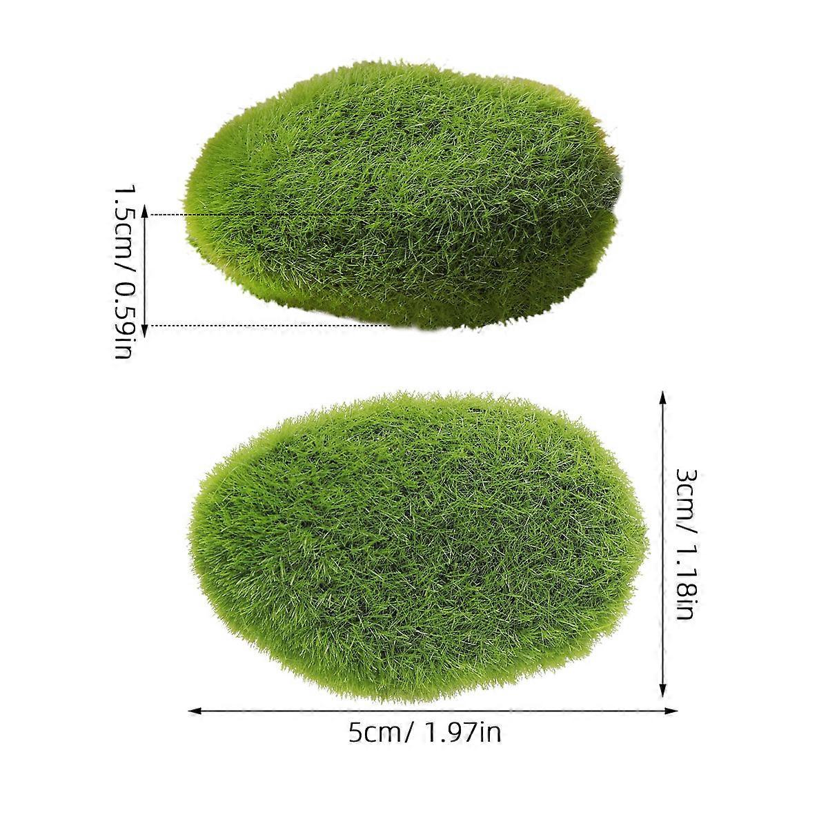 2Pcs Green Moss Rocks Artificial balls for Decorative Floral Use