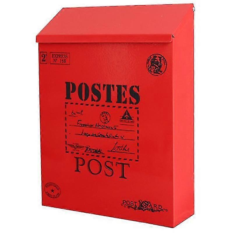 Home Mailbox Garden Mail Box Lockable Post Box With Key Red