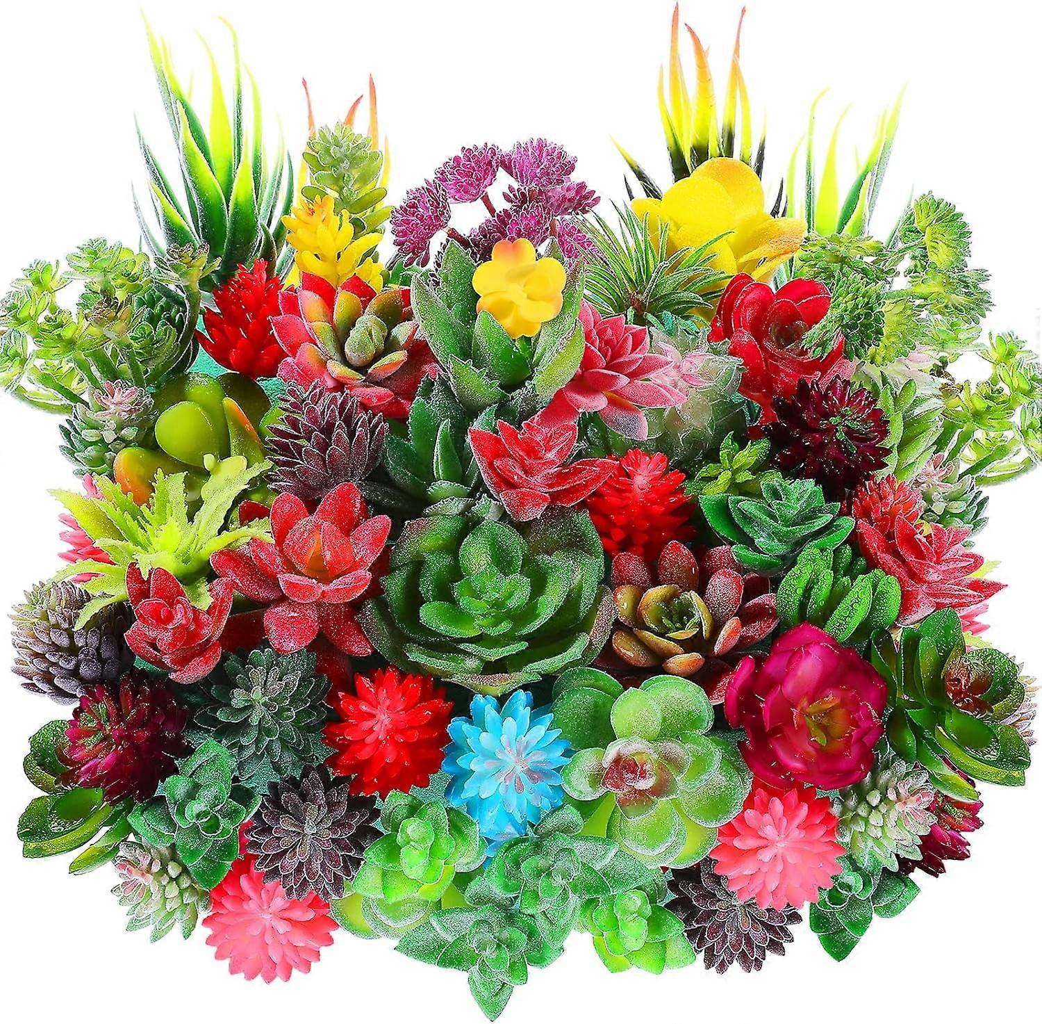 50 Pcs Mini Artificial Succulents Assorted Unpotted Realistic Plastic Cactus Stems for Home Decor, Garden DIY Craft (Large Style)