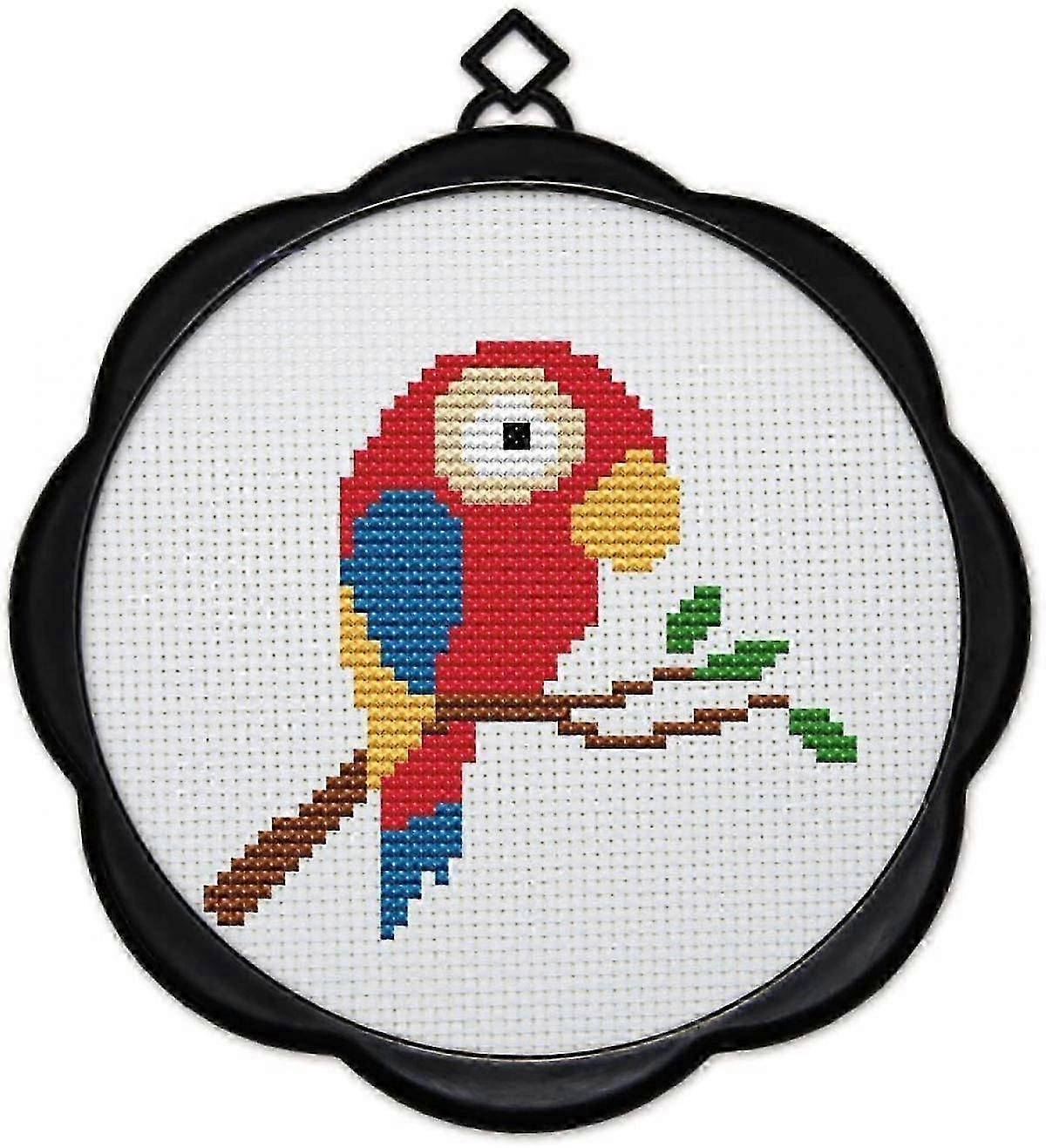 Beginner Embroidery Kit with Stamped Cross Stitch Patterns, Featuring a Charming Parrot Design