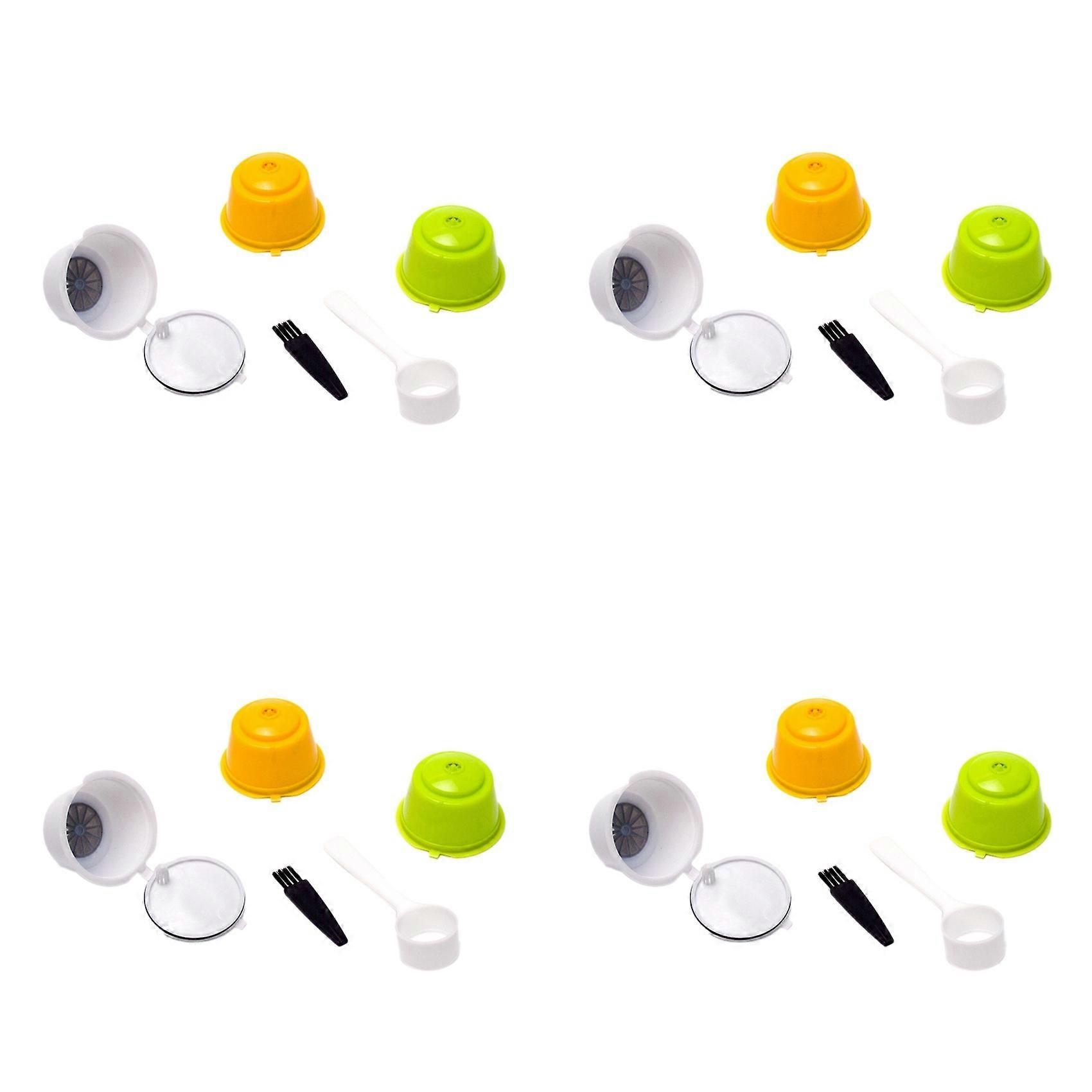 12 Pcs Coffee Capsules Refillable Coffee Capsules Pods Reusable Universal Coffee Filter with Spoon Brush A