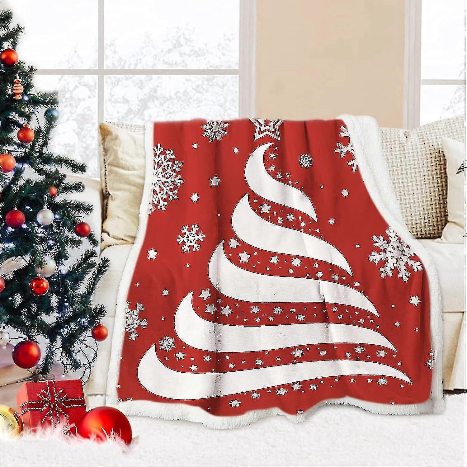 2025 Red Sherpa Christmas Throw Blanket, Fuzzy Fluffy Soft Cozy Blanket