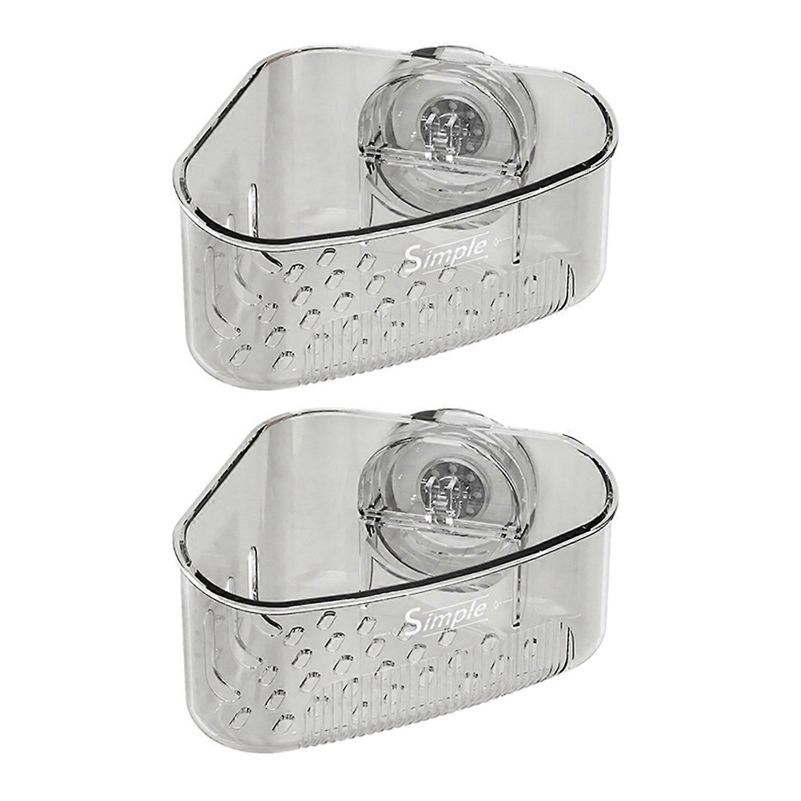 2Pcs Sink Drain Racks Sponge Holders Large Capacity Strong Load-bearing Suction Cup Triangle Storage Racks with Drain Hole