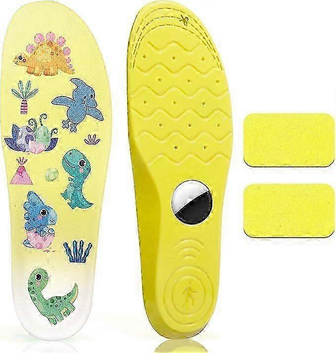 Insoles for Airtag Hidden Holder, Tracker Devise Case for Kids, Comfortable Inserts for ShoesYellow Dinosaur