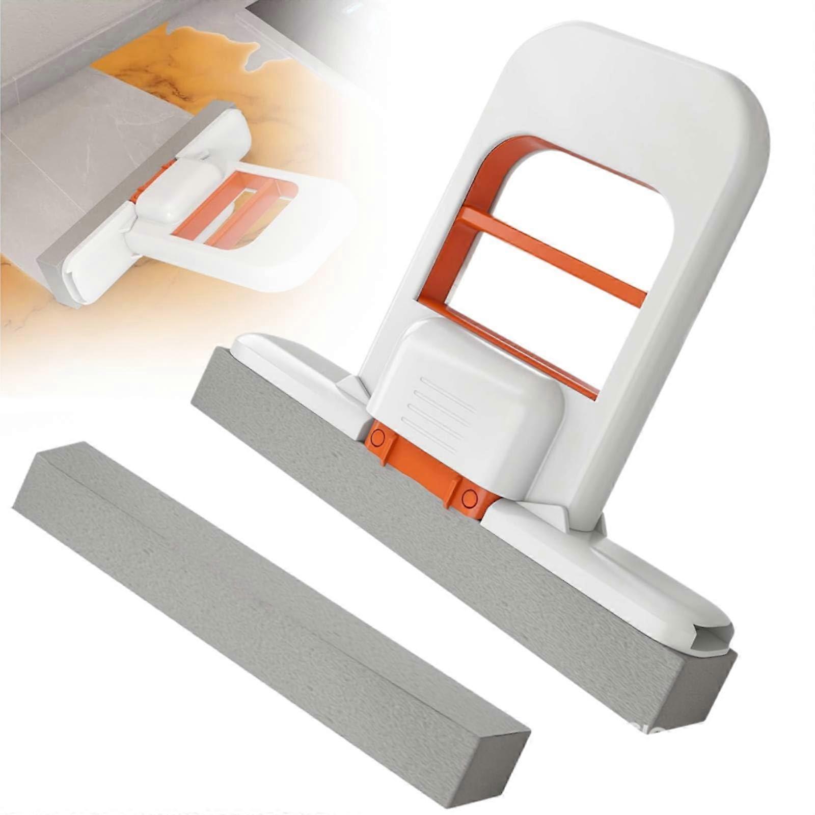 Mini Foldable Desktop Mop Compact Mop For Small Spaces SelfSqueeze Sponge WetDry Cleaning System White