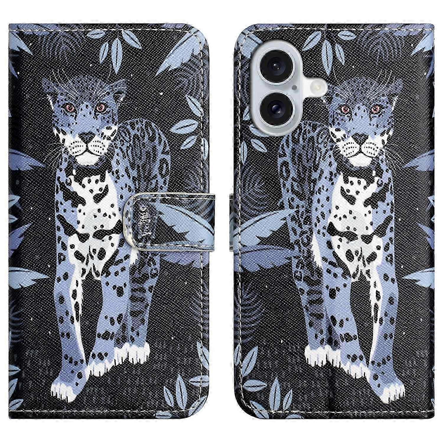 For iPhone 17 Case Pattern Print PU Leather Wallet Phone Cover Cross Texture - Leopard（Best Seller​）