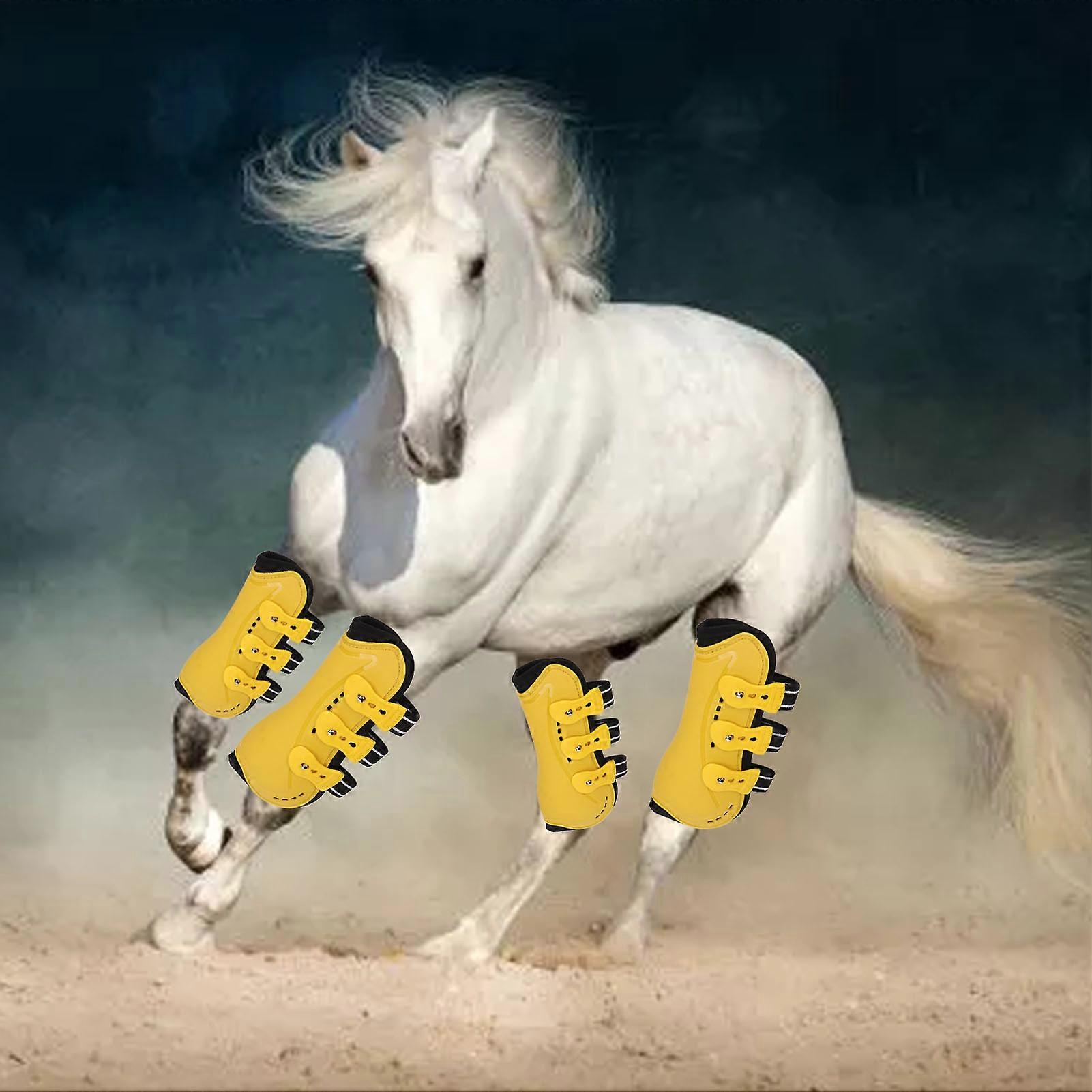 2Pcs Horse Tendon Boots Open Front Adjustable Breathable Horse Front Tendon Boots for Training Jumping Riding Yellow M 