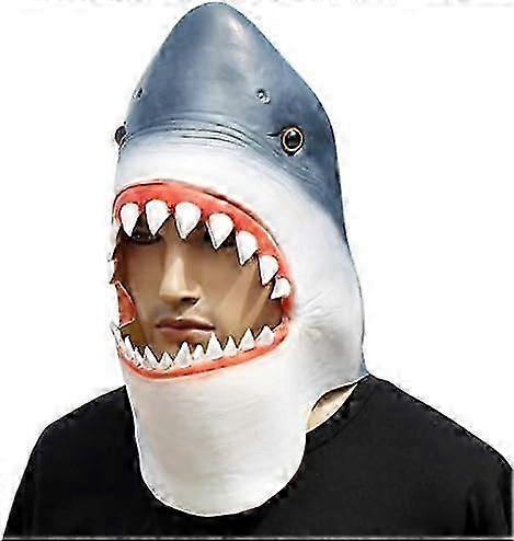 Máscara De Tiburón Realista De Látex Para Halloween | Disfraz De Animal Marino Con Abertura Oral Amplia Y Talla Única
