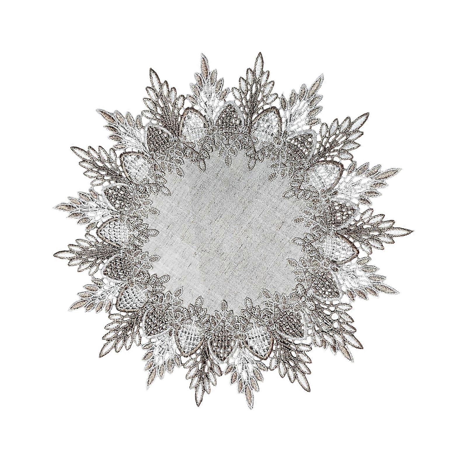 Lace Embellished Table Pad for Family Meals Fabric Child Safe Designs Simple Cleaning Solution Multicolor