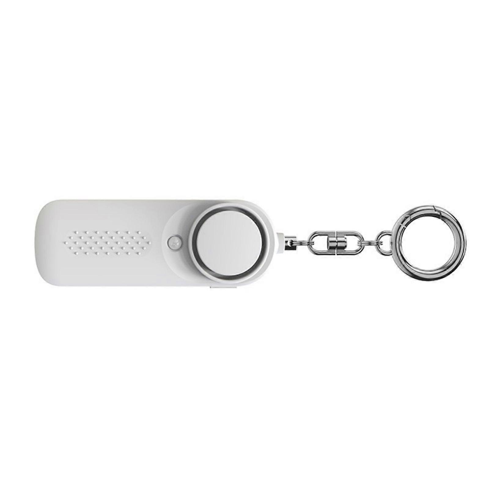 Keychains Security Device Small Emergency Alarm 130dB Loud Sound with Strobe Light Pocket for Adults Children Elderly  White