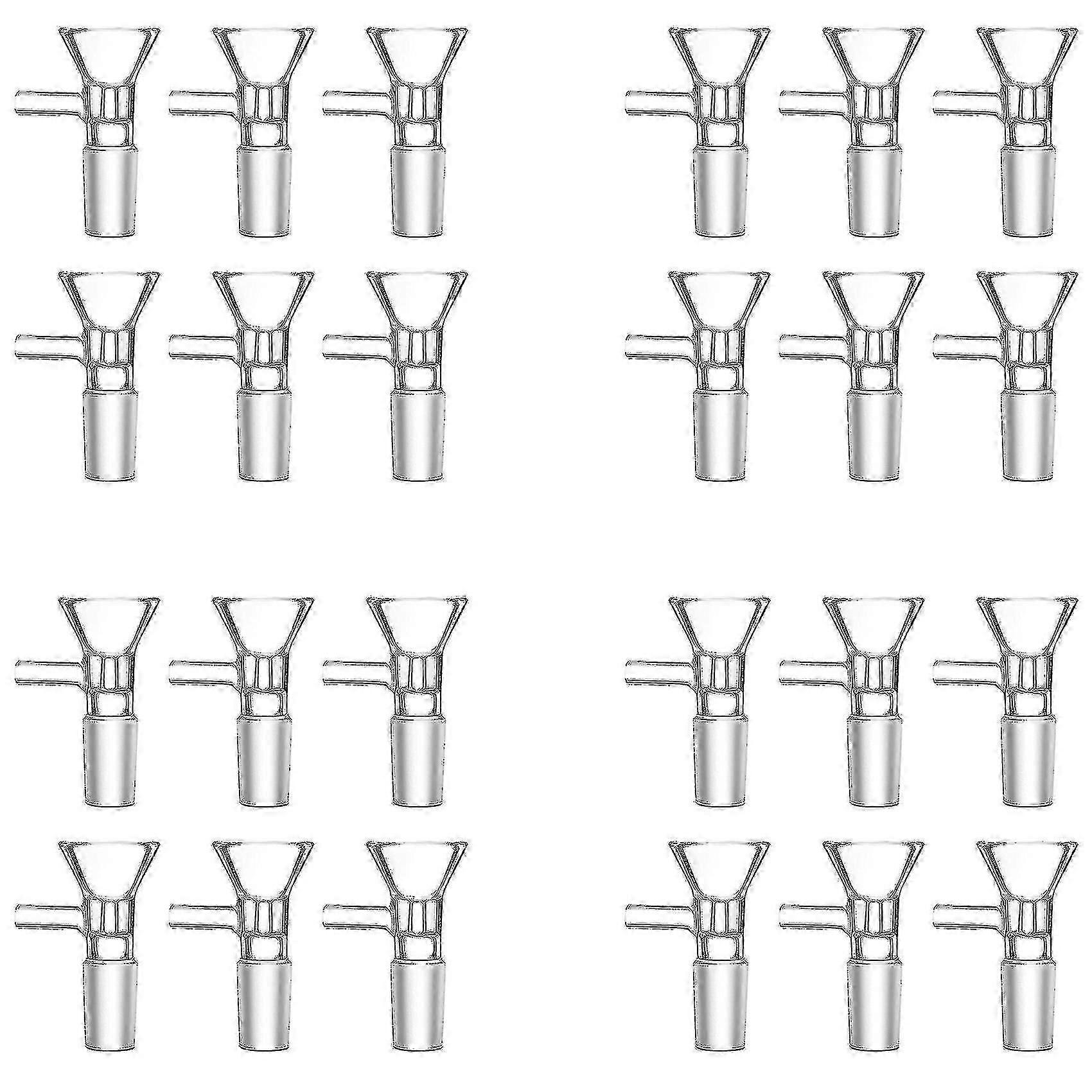 24 pezzi Imbuto in vetro Adattatore per imbuto in vetro maschio da 14 mm Supporto per ciotola trasparente fatto a mano Vetro trasparente hwySH