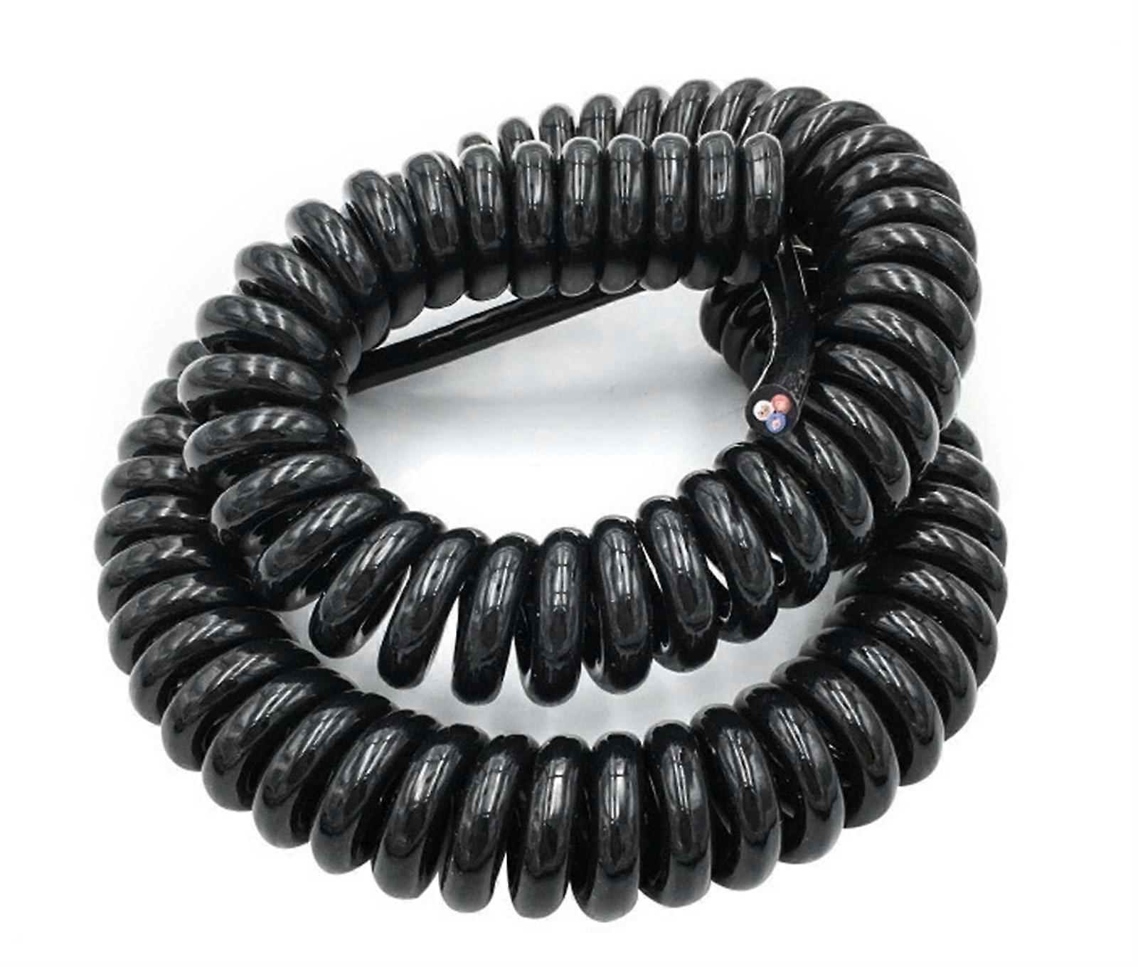 Spring Spiral Power Cord 3 Core 17AWG Extensible Cable Black 0.5mm Square Wire Line Length 2.5m 5m 7.5m