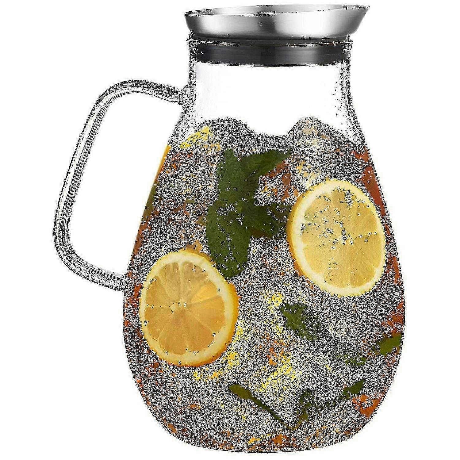 2500ml Glass Pitcher With Lid Beautiful Lightweight Beverage Jug Carafe With Handle Great For Cold