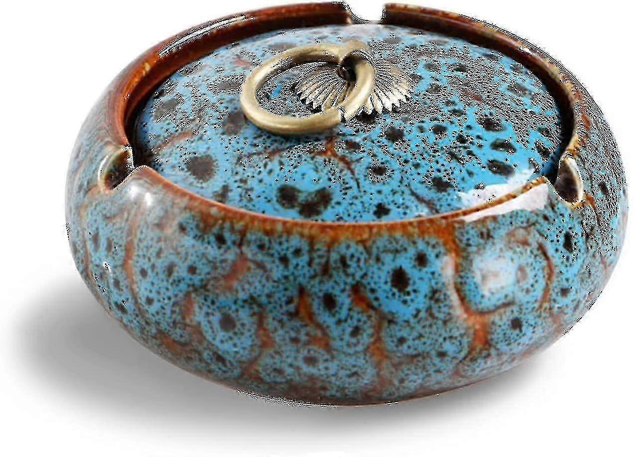 منفضة سجائر مع غطاء ، منفضة سجائر سيراميك سجائر ، منفضة سجائر خارجية مقاومة للرياح مع غطاء داخلي ، منفضة سجائر رجعية في المخزون