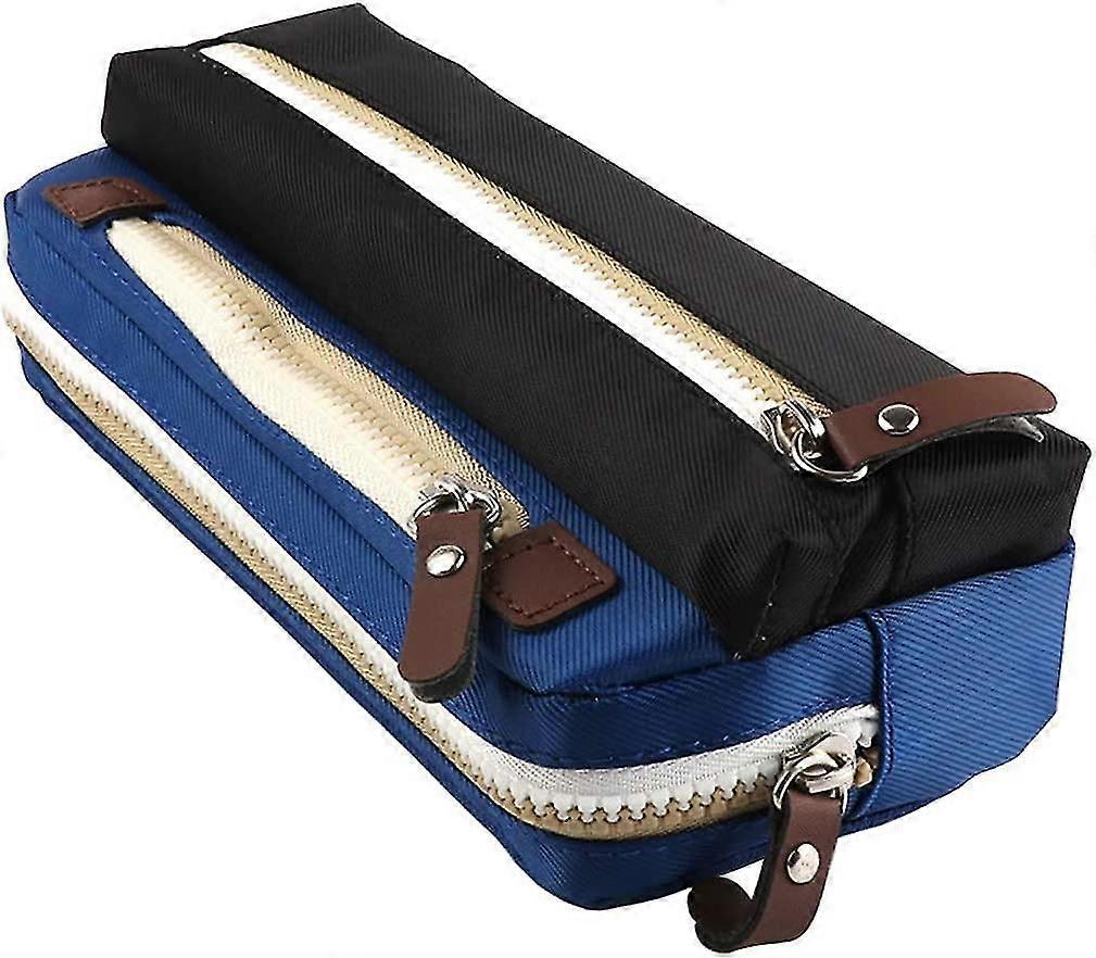 3 Zippered Pencil Case Multiple Compartments Stationery Storage Pouch,color Combination (blue)