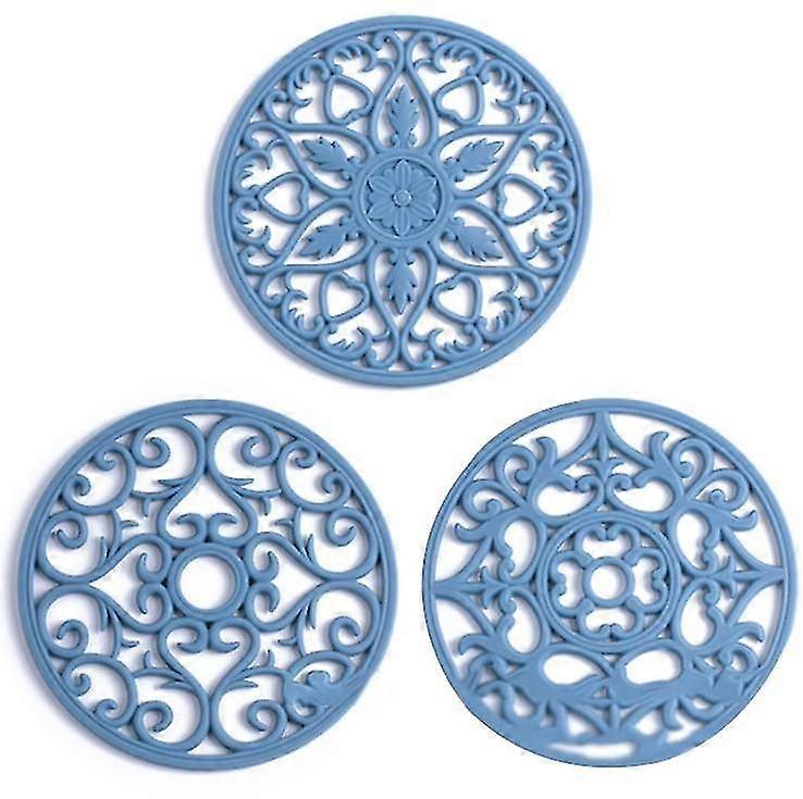 3 Set Silicone Multi-use Carved Trivet Mat, Non Slip Coasters