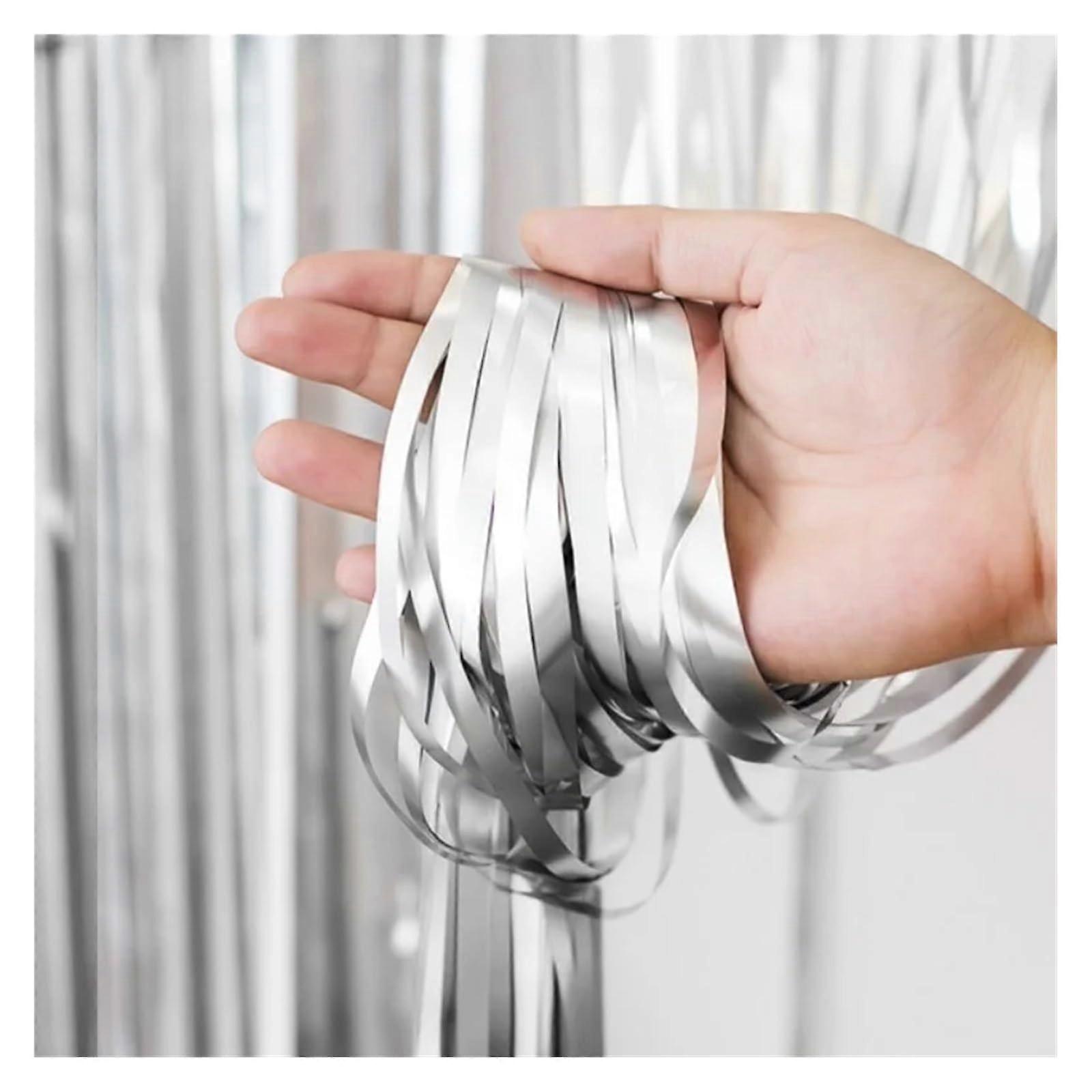 Fringe Curtain Decorations Backdrop Tinsel Curtain Pack Of 2 1x2m Multicolor Silver For Party Backdrops