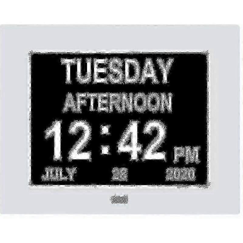 Digital Dementia Day Clock - Clear Unabbreviated Display, Large Text 24-Hour Time & Full Date for Memory Care