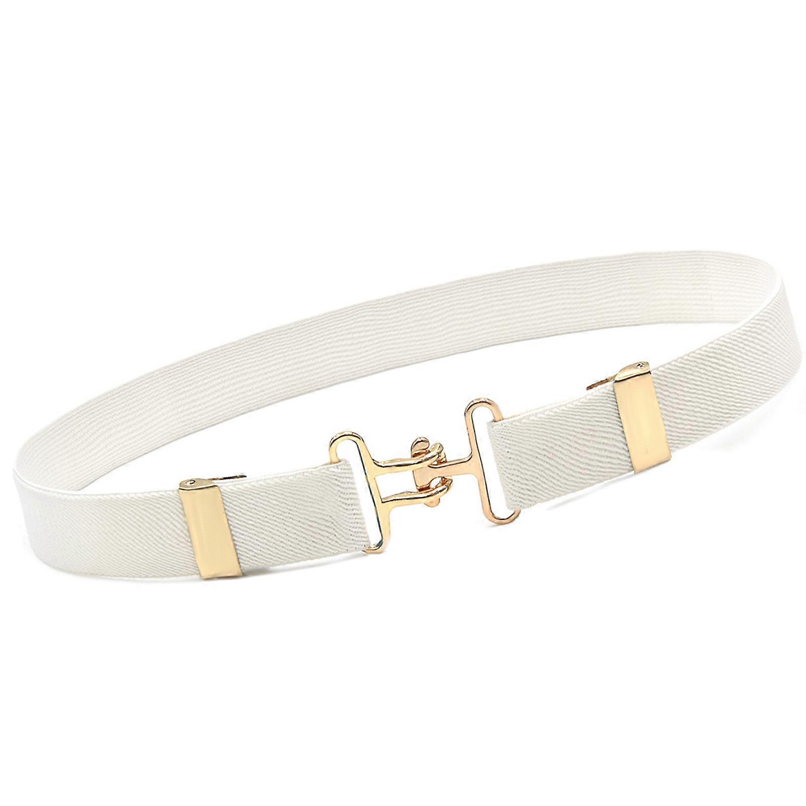 Elastic Stretch Belt For Kids With Secure Metal Hook Buckles Adjustable Waistband For Children Equestrian And Daily Use  White