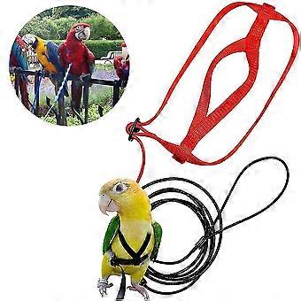 Arnés de pájaro para mascotas Arnés de pájaro loro ajustable Correa Cuerda de entrenamiento anti-mordedura para mascotas Arnés de vuelo al aire libre (1 piezas, rojo)