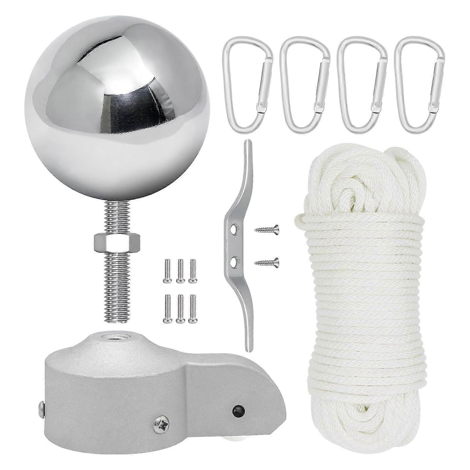 Additional Staff Installation Set Containing Aluminum Mounting Parenthesis 3.5 Foot Smoothed Sphere Tip And Smooth Sliding Wheel Mechanism Multicolor