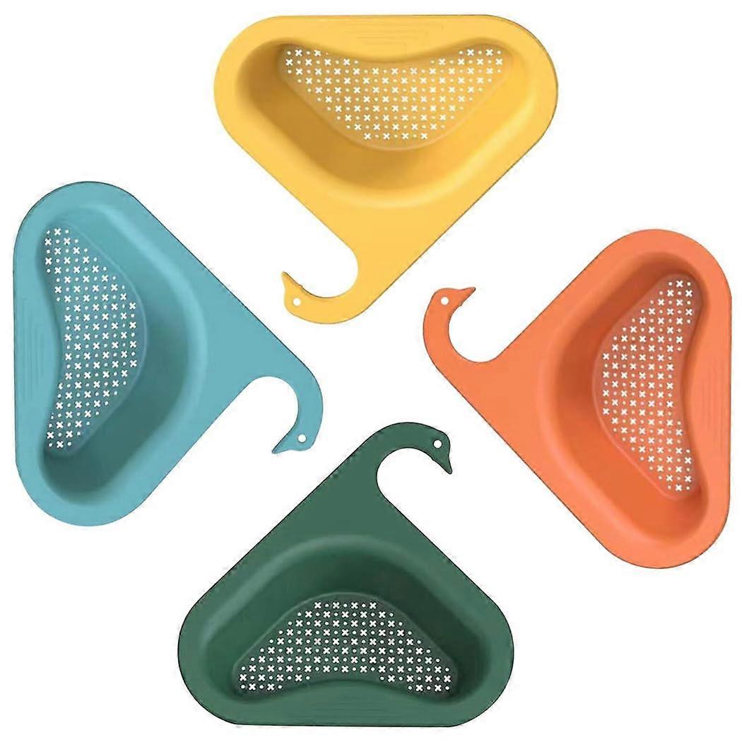 Plastic Triangular Sink Drain Shelf 4Pack Food Waste Strainer And Sponge Holder Kitchen Sink Organizer