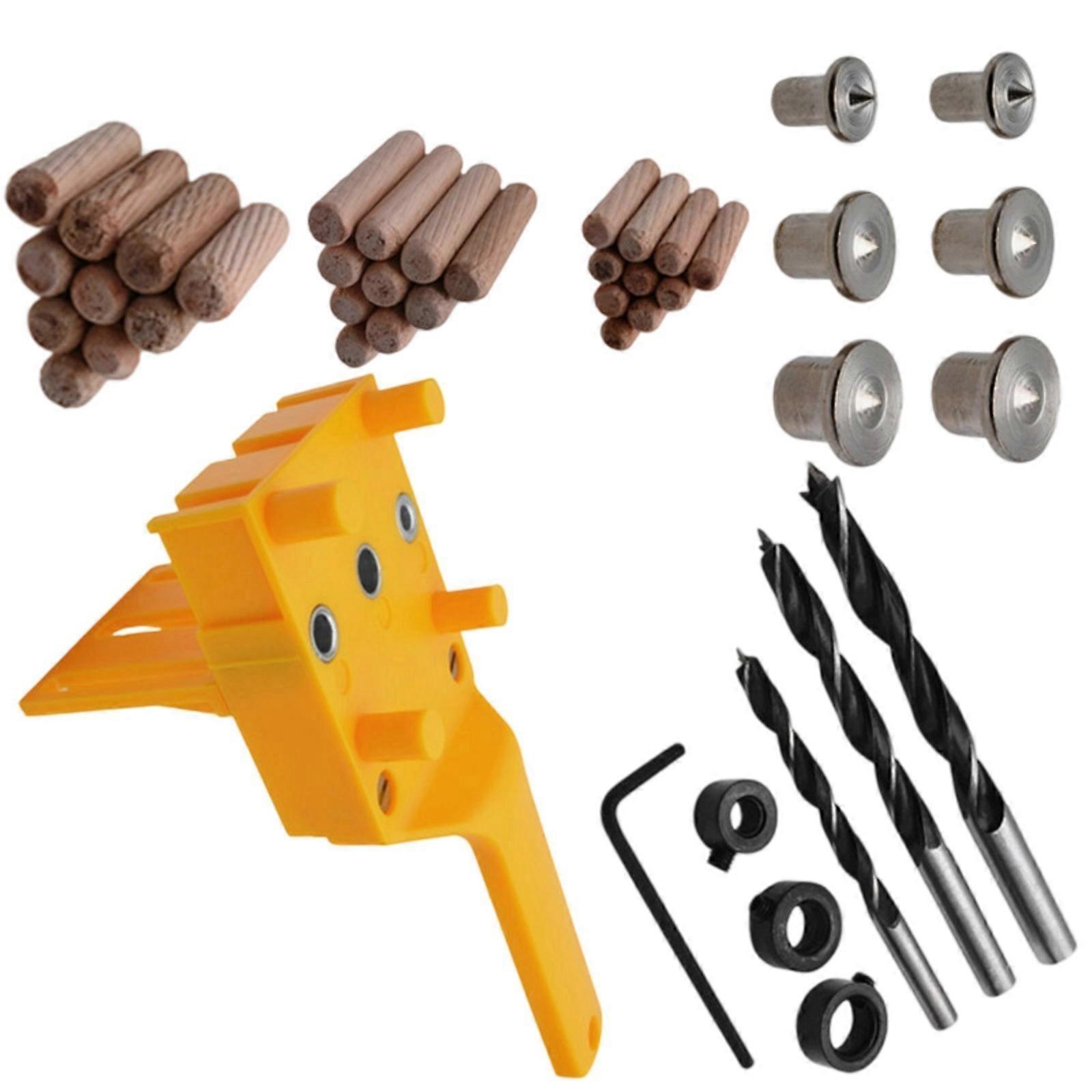 44 Piece Wood Drilling Positioning Tool Kit For Wood Board Hole Making DIY Projects And Woodworking With Precise Guides  Yellow
