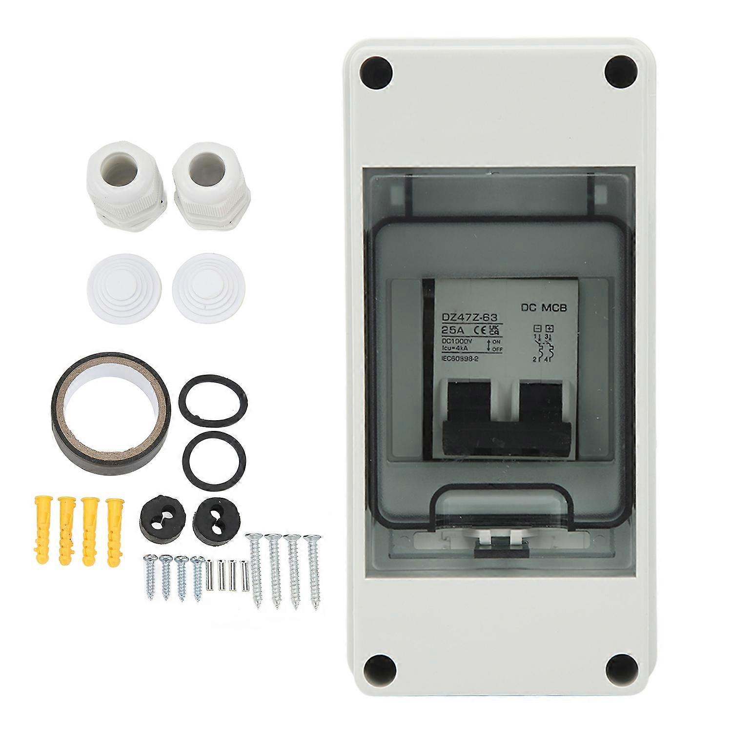 DC Miniature Circuit Breaker 2P 25A IP65 Pa66 Housing Circuit Breaker for Solar Off Grid System 1000