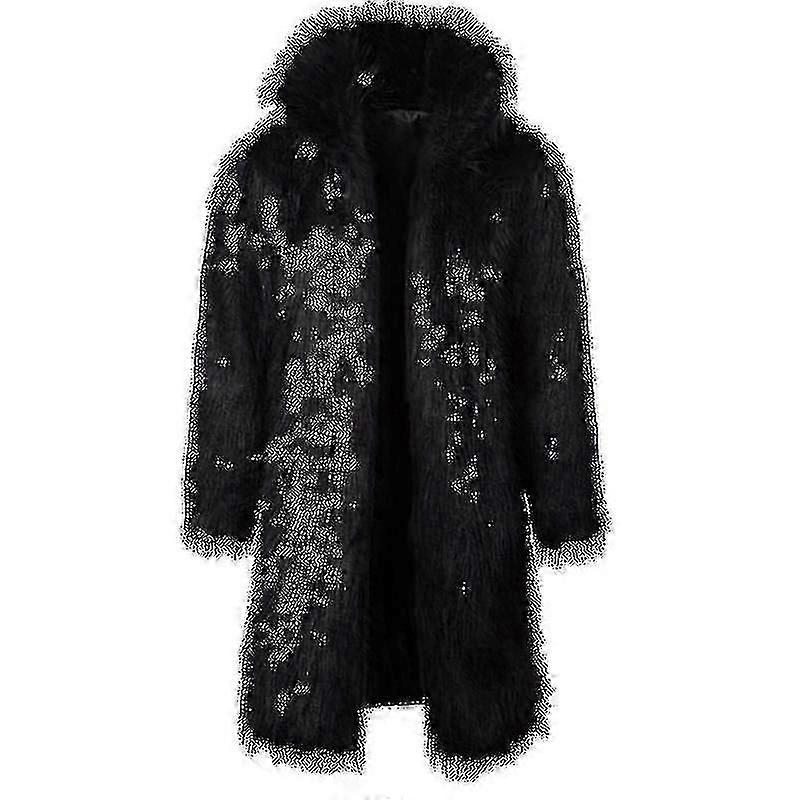 رجل طويل فو الفرو معطف الشتاء الوقوف طوق سترة معطف ملابس خارجية